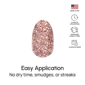 Open strip sheet with file and pusher showing brand benefit easy at-home application