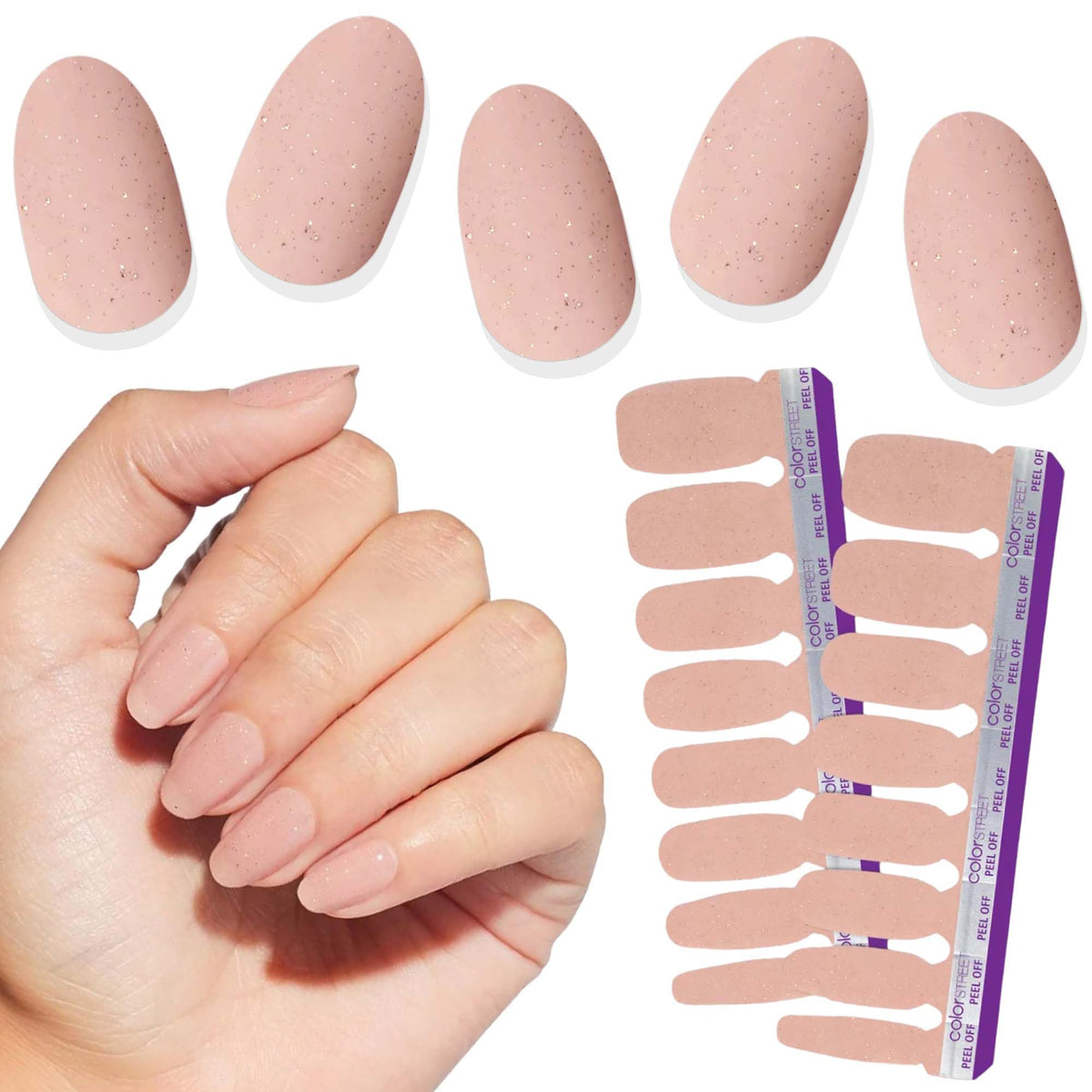 Color Street front packaging showing Vanilla Romance strips and benefits