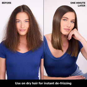 COLOR WOW being applied to dry hair to tame frizz and create a sleek finish quickly