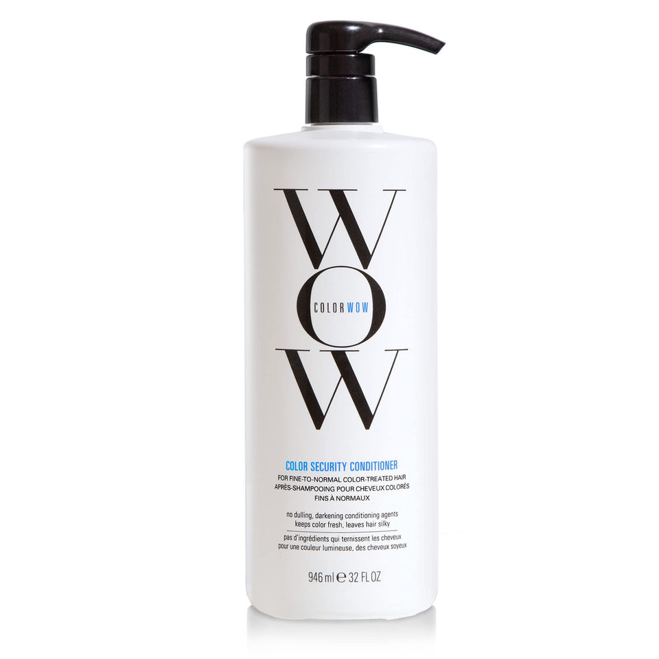 COLOR WOW front bottle showing 32 oz label and lightweight design benefit