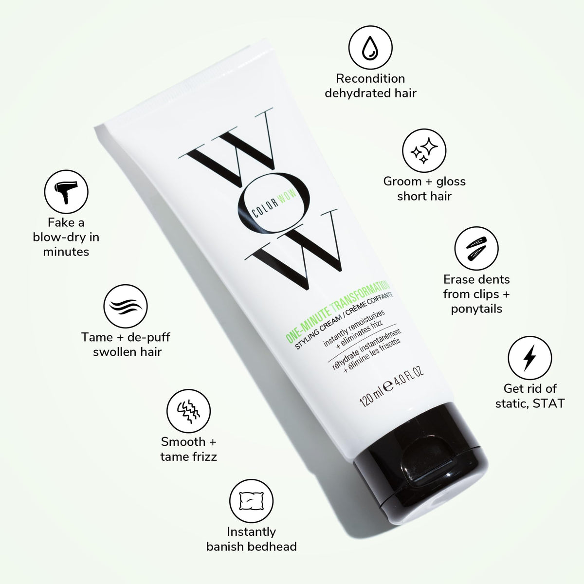 COLOR WOW cream texture close-up highlighting rapid absorption and smoothening benefit