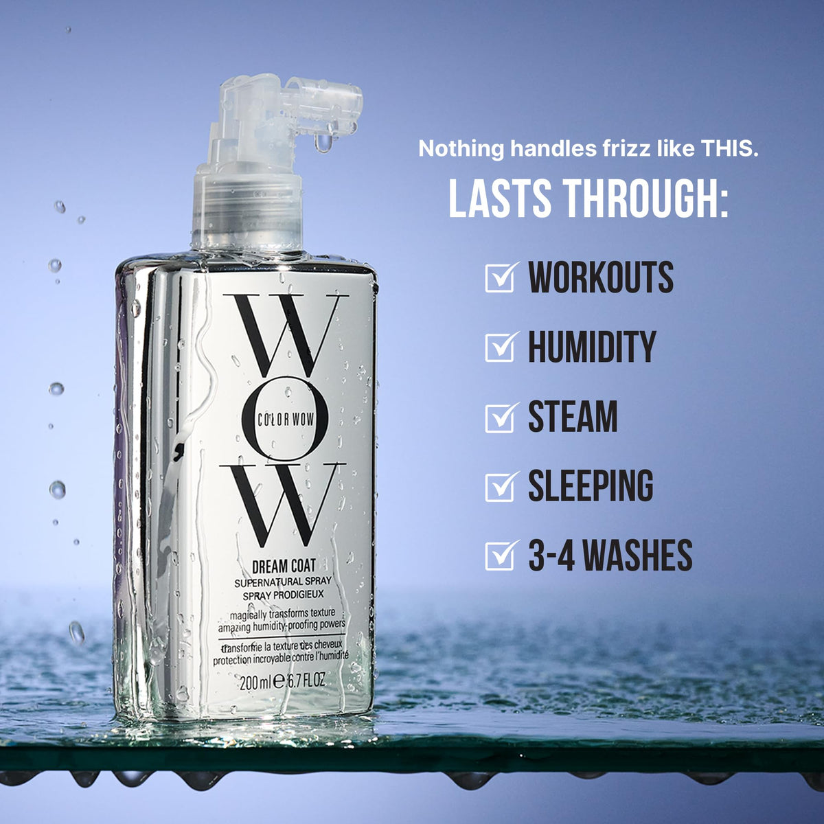 COLOR WOW finished blow-dry showing glossy hair and smooth, glassy shine