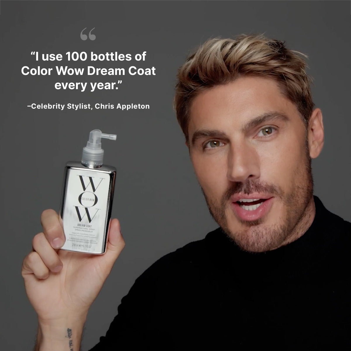 COLOR WOW applied to towel-dried hair before blow-drying, aiding frizz control