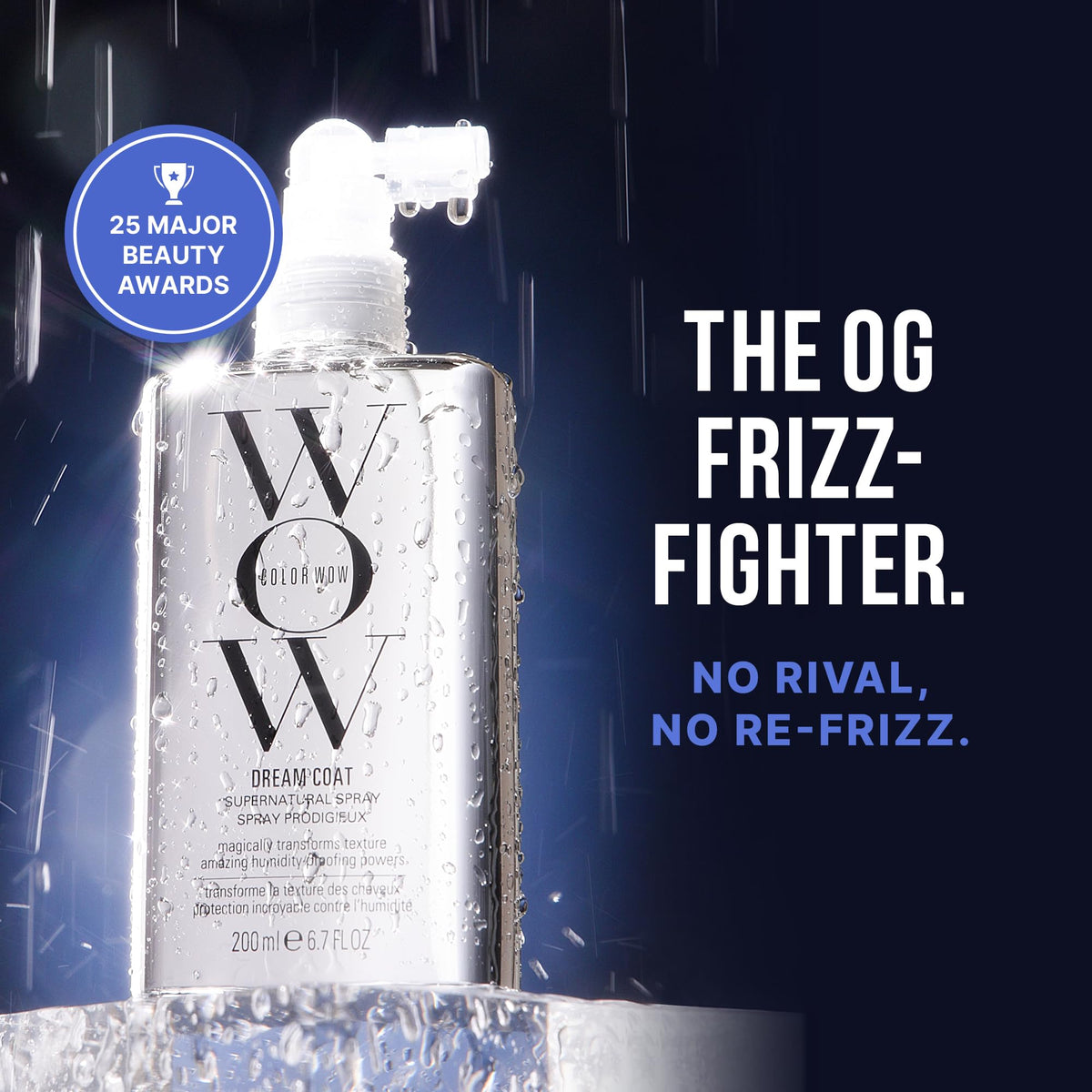 COLOR WOW spray nozzle close-up demonstrating ergonomic design and even spray