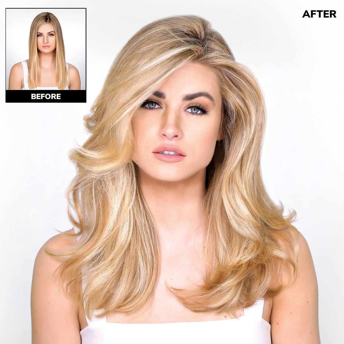 COLOR WOW blow-dry activation showing heat styling, illustrates how treatment bonds for thicker-looking hair