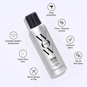 COLOR WOW closeup mist spray demonstrating fine texture and even coverage