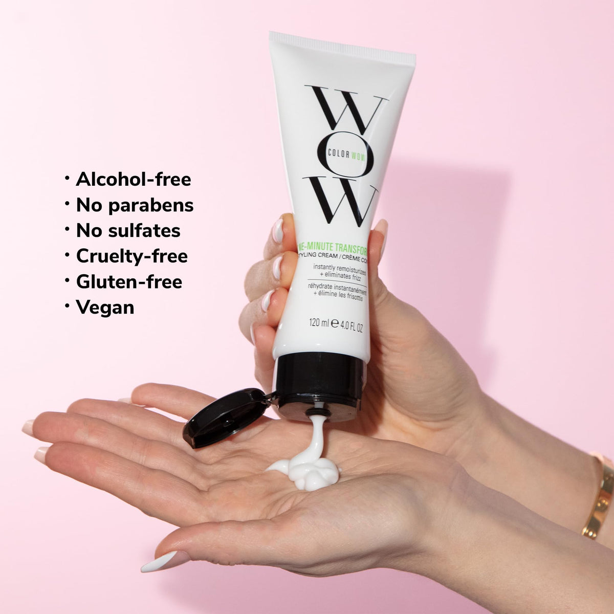 COLOR WOW in salon setting demonstrating professional finish and polished, frizz-free hair