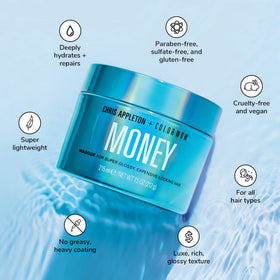 COLOR WOW close-up of masque tube label, clarifying usage and styling benefits