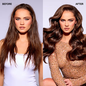 COLOR WOW Money Mist in use during blow-dry protecting hair from heat and aiding smoother styling