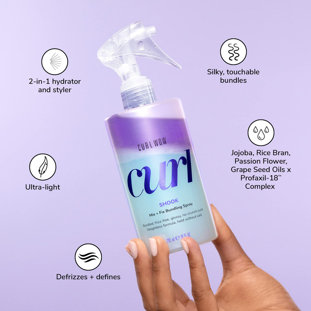 COLOR WOW bottle next to hand for scale, easy to carry and reapply