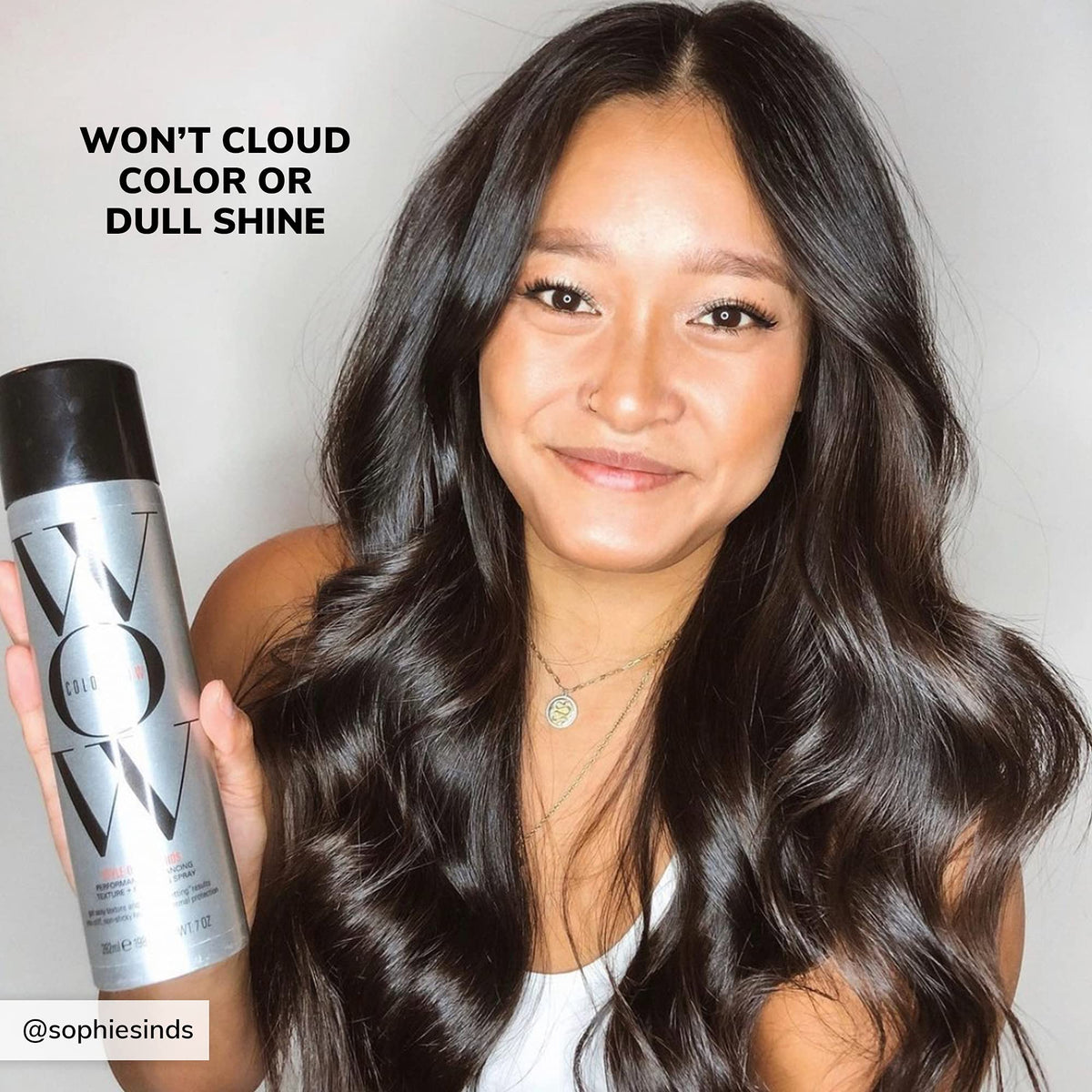 COLOR WOW before and after comparison showing fuller hair benefits