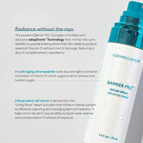 Colorescience bottle held in hand for size comparison and convenient portability benefit