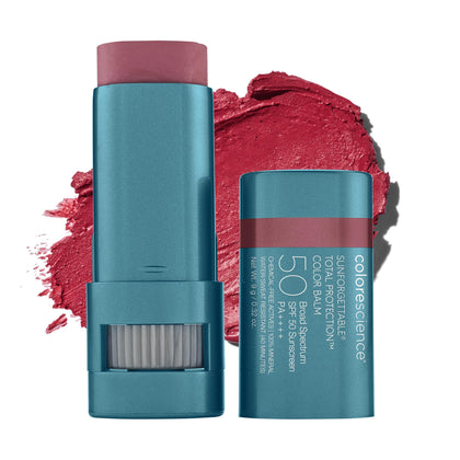 Colorescience balm front packaging showing berry shade and SPF protection benefit