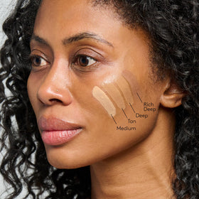 Colorescience blended on cheek demonstrating natural finish and evened tone