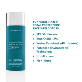Colorescience product label close-up displaying ingredients and zinc oxide clarity