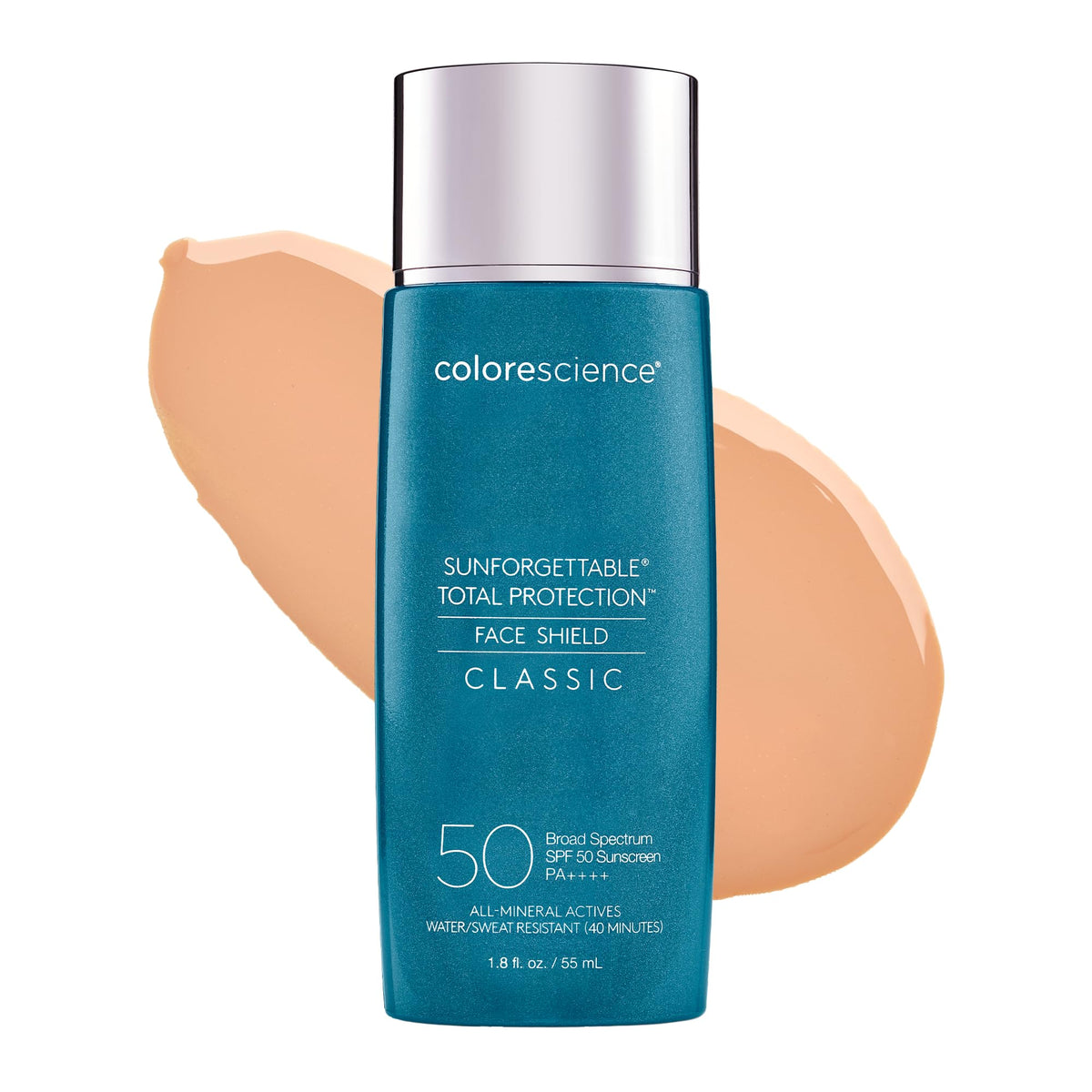 Colorescience front packaging showing sunscreen bottle and branding, clear protection