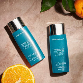 Colorescience applied outdoors with sunlit background for on-the-go environmental defense