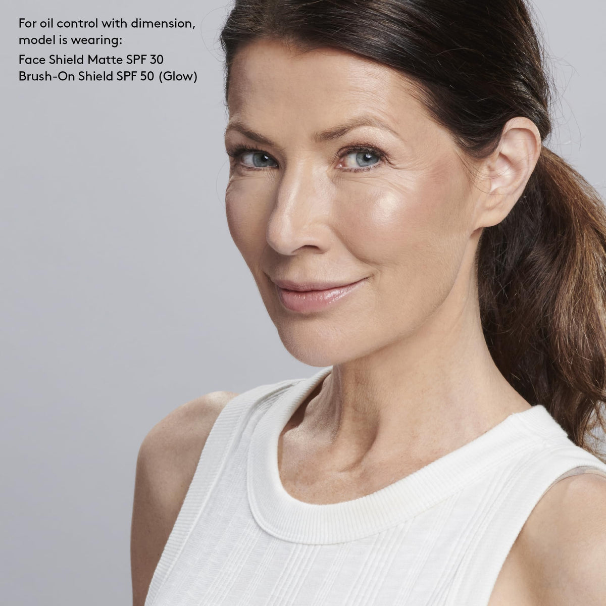 Colorescience sunscreen blended on skin demonstrating invisible finish and even tone