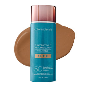 Colorescience FLEX deep front packaging showing SPF 50 protection and sleek tube design