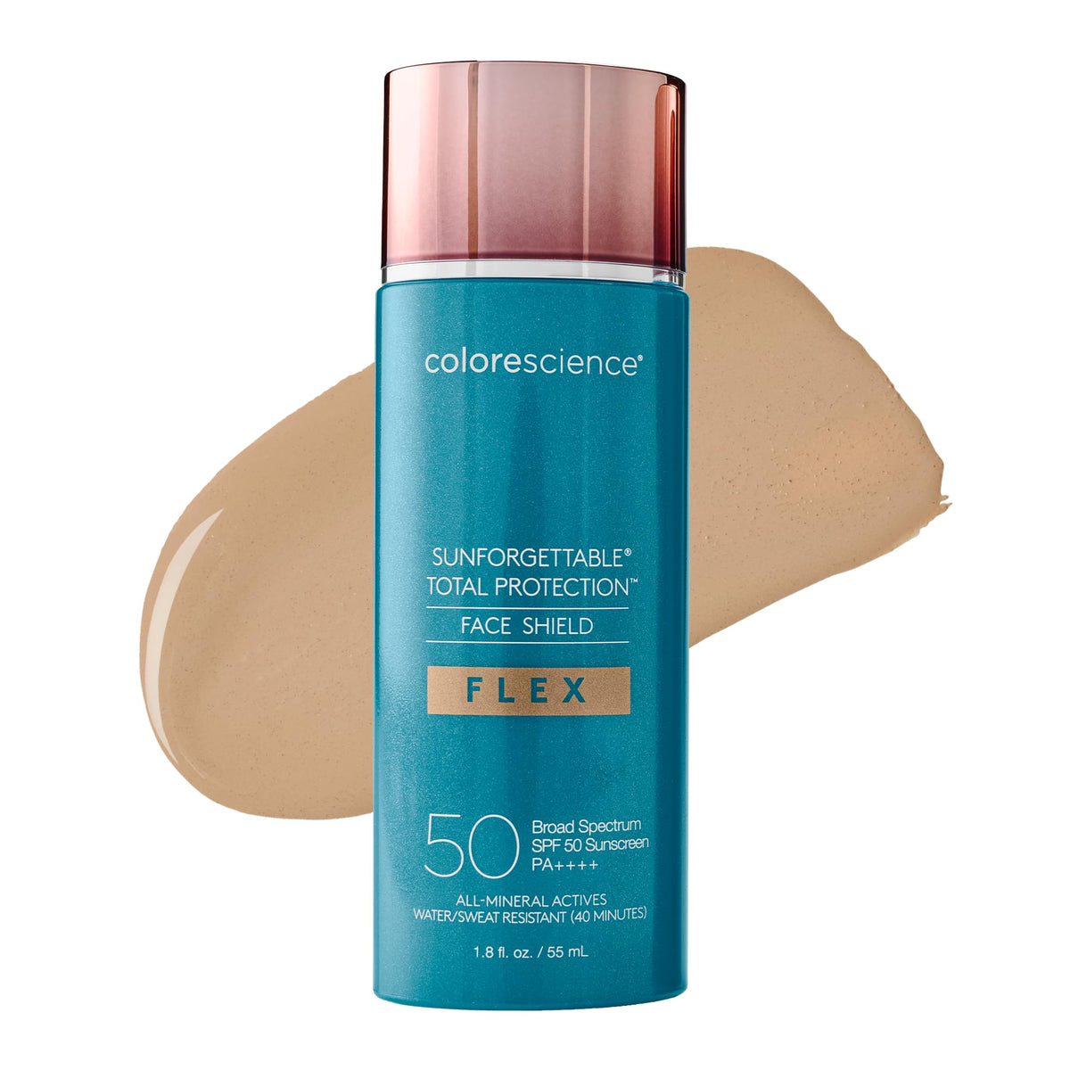 Colorescience FLEX front packaging showing medium shade and SPF 50 protection