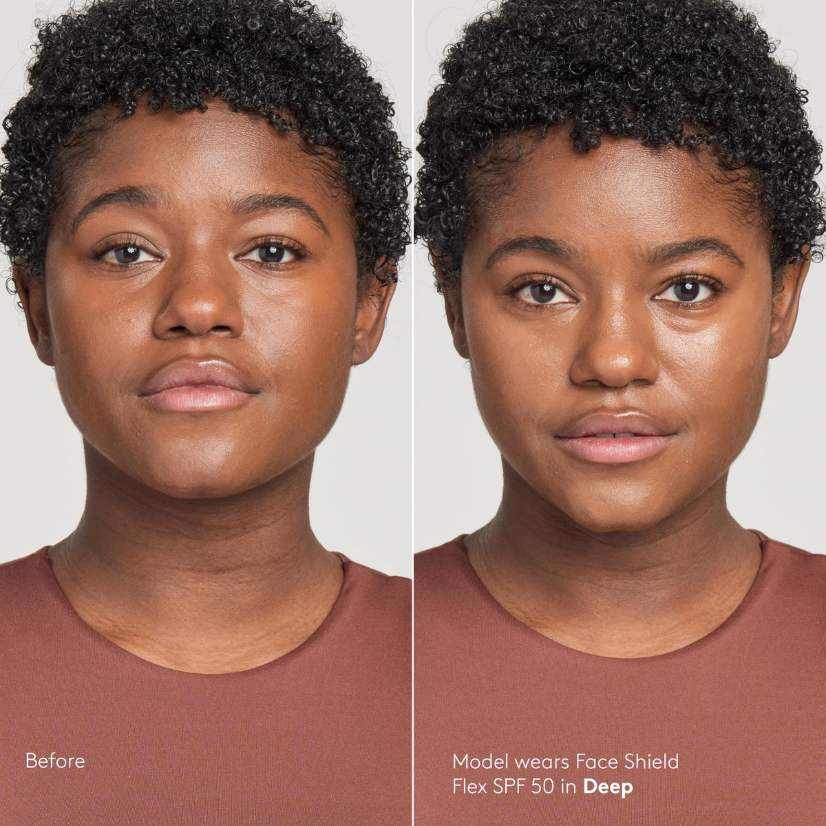 Colorescience FLEX applied on skin blended to show tone-adapting pigment and natural look