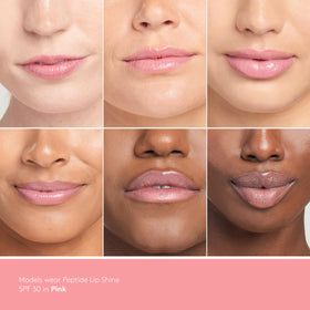 Colorescience texture swipe of glossy pink shine showing smooth hydrating finish