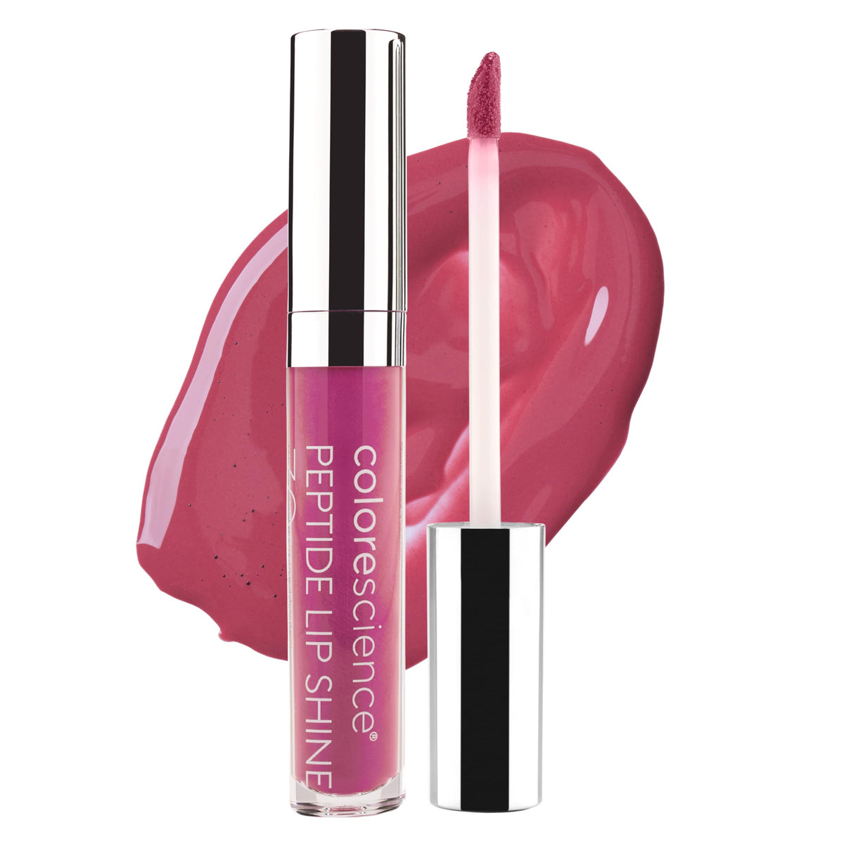 Colorescience front packaging of Peptide Lip Shine Guava, shows protective SPF and glossy finish.