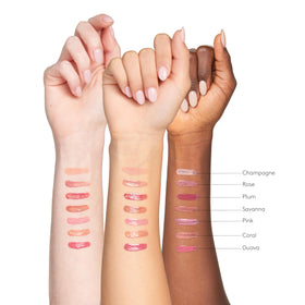 Colorescience Peptide Lip Shine Savanna texture close-up highlighting glossy hydration benefit