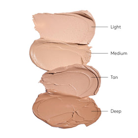 Colorescience product swirled on fingertip demonstrating buildable medium coverage
