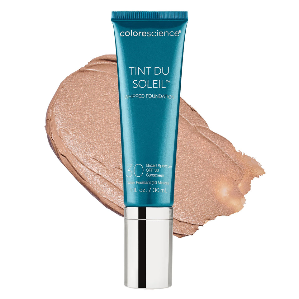 Colorescience front packaging of Tint du Soleil Tan showing product tube and branding, elegant daily protection
