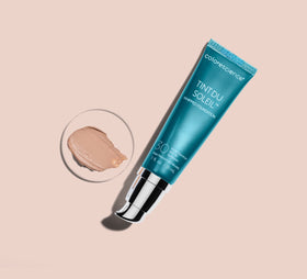 Colorescience lifestyle scene with Tint du Soleil in a sunlit bag highlighting portable SPF protection