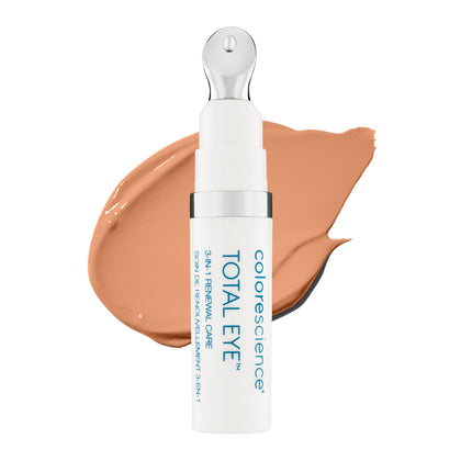 Colorescience Total Eye front tube showing branded packaging and shade tan benefit brightening