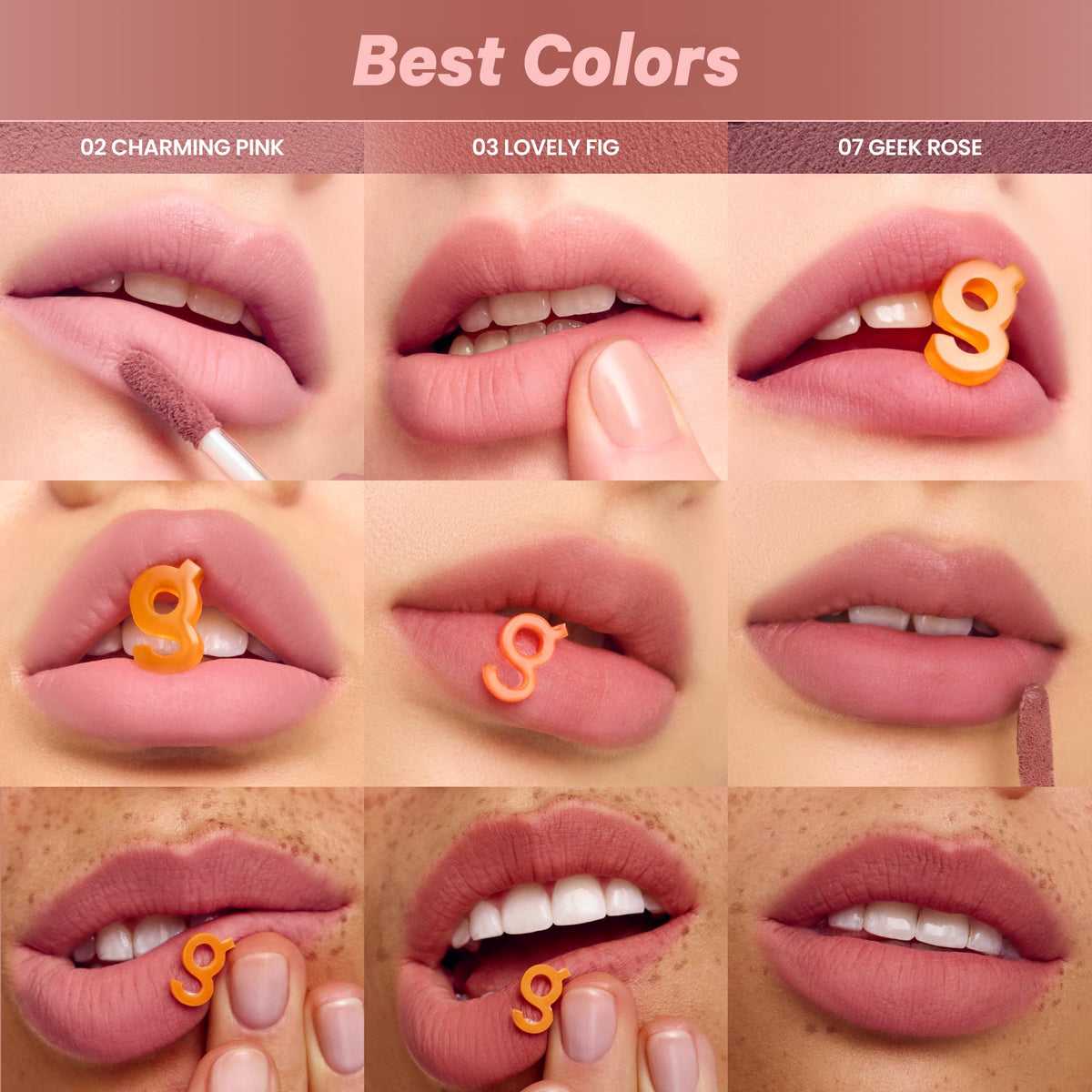 COLORGRAM lip swatch zoom showing Lovely Fig shade providing buildable stain