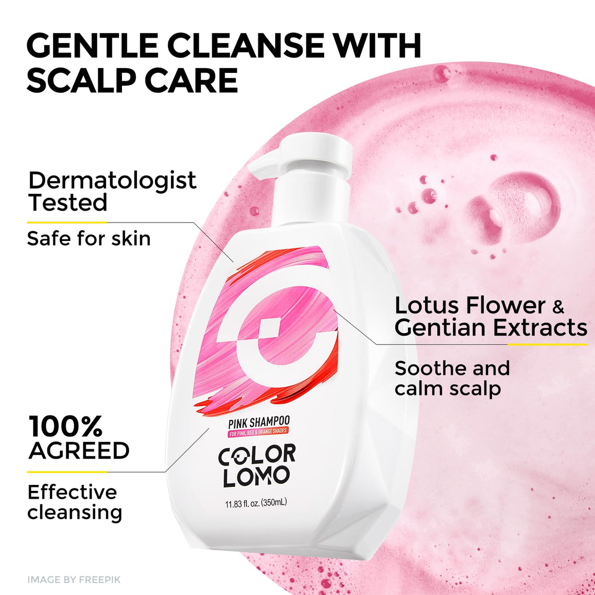 COLORLOMO in-shower use on wet hair showing color protection during wash