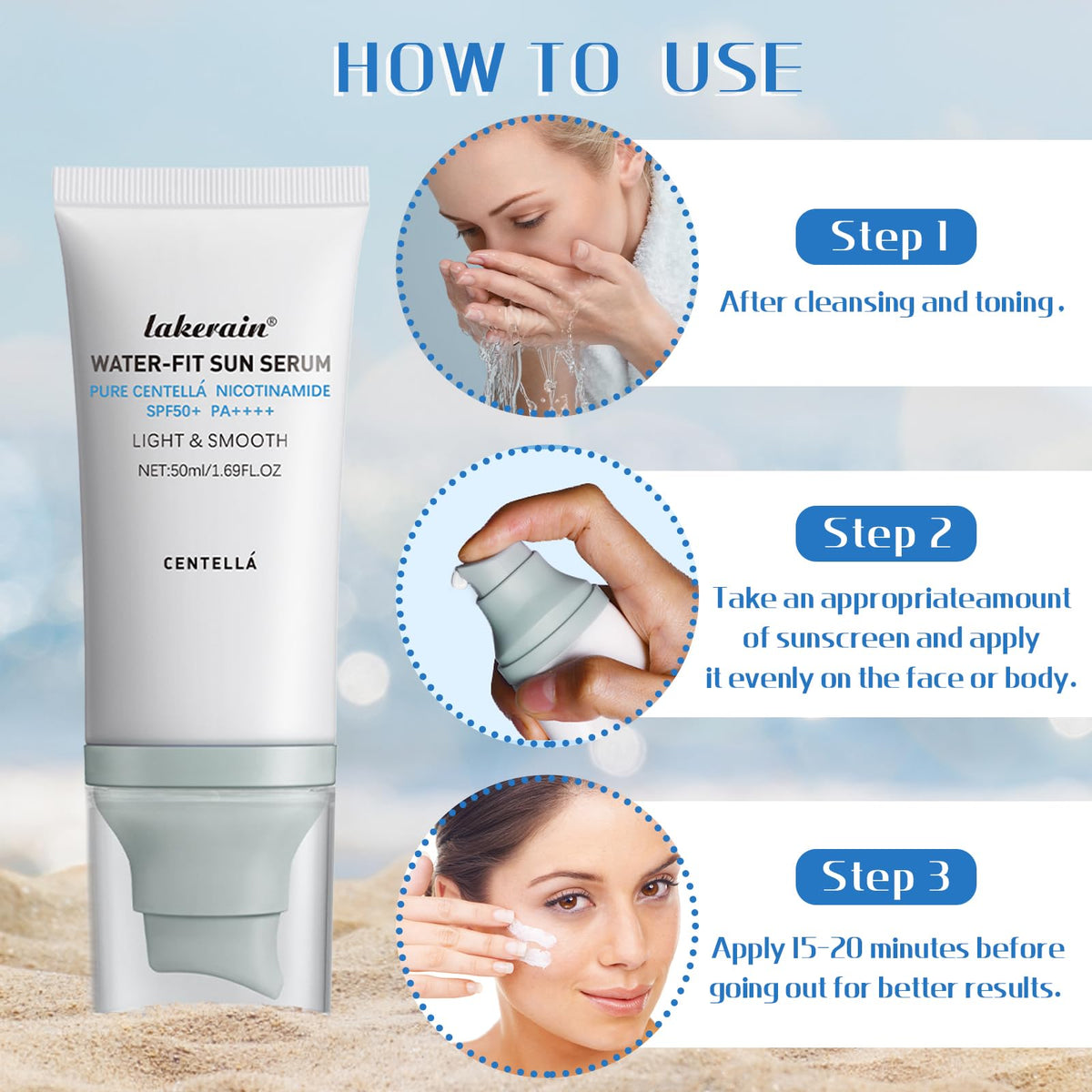 COLOROCK sunscreen 50mL next to a passport illustrating size and portability advantage