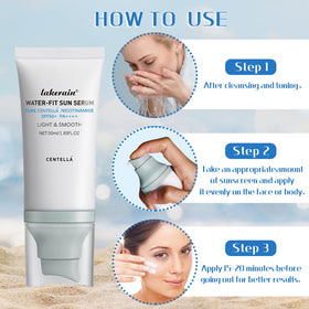COLOROCK sunscreen 50mL next to a passport illustrating size and portability advantage
