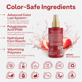 ColorProof nozzle spraying fine mist for even heat protection coverage