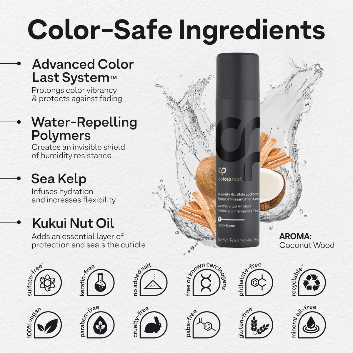 ColorProof fine mist spray in action delivering lightweight hold