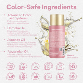 ColorProof plush locks texture on palm demonstrating lightweight leave-in slip benefit