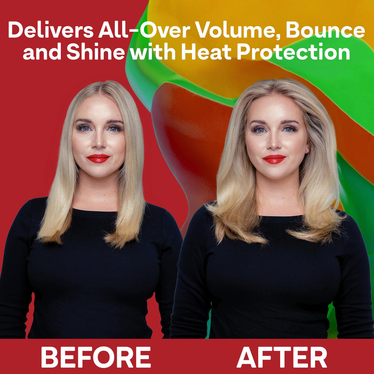 ColorProof before and after on fine hair showing increased body and thicker appearance