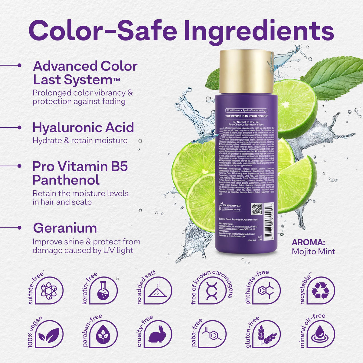 ColorProof conditioner texture close-up highlighting lightweight creaminess and slip