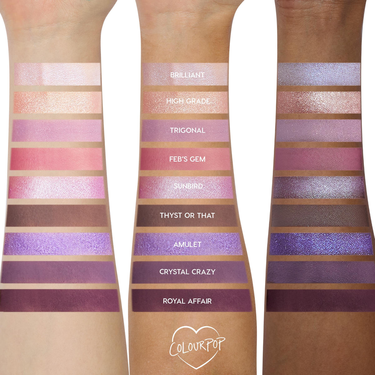ColourPop lilac matte pan detail showing smooth texture for blending benefit