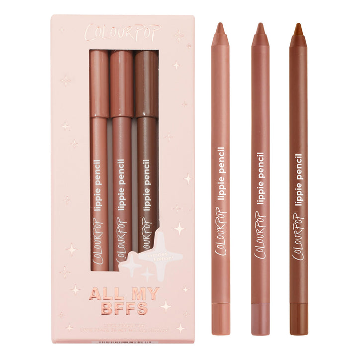 ColourPop kit front packaging showing three pencils and product names for easy choice