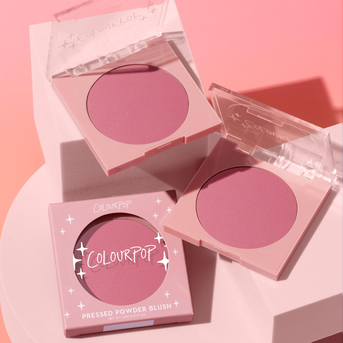 ColourPop being applied with a brush demonstrating easy blending and natural finish benefit