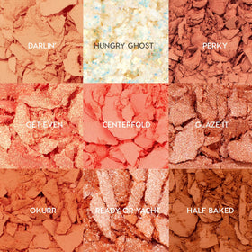 ColourPop close-up of nine eyeshadow pans showing rich pigmentation and finishes
