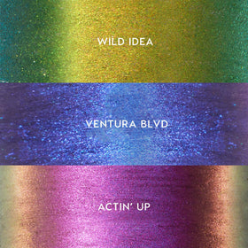 ColourPop trio of Wild Idea Ventura Blvd Actin' Up showing color shift benefit
