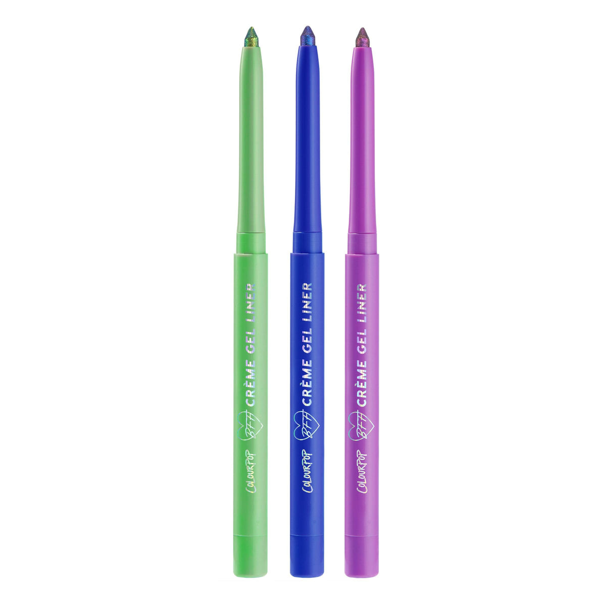 ColourPop pencils beside a coin showing compact size and travel-friendly benefit