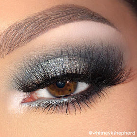 ColourPop Blowin' Smoke packed on lid with flat brush for high color payoff