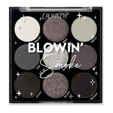 ColourPop Blowin' Smoke palette open front view showing nine shades and finishes