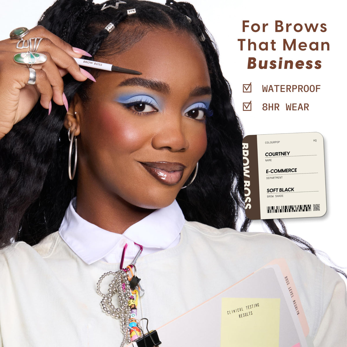 ColourPop Brow Boss Brunette built-in spoolie brush detail for effortless blending and grooming